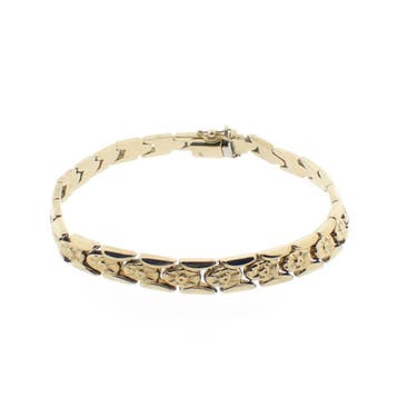 Gouden fantasie schakelarmband, Ophalen of Verzenden, Gebruikt, Goud, Goud