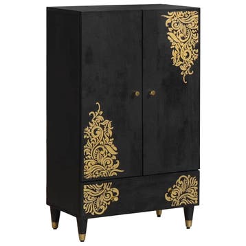 vidaXL Highboard Zwart 60 x 33 x 100 cm Massief Mango Hout, Verzenden, Nieuw