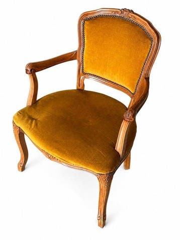 Fauteuil - Hout, Textiel - Louis XV-fauteuil, Antiek en Kunst