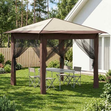 vidaXL Tuinpaviljoen met 4 Zijwanden 2,6 x 2,6 m Crème en, Verzenden
