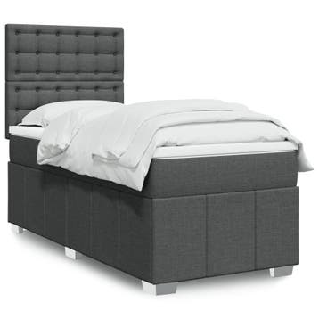 vidaXL Boxspring met matras stof donkergrijs 80x200 cm, Verzenden, Nieuw