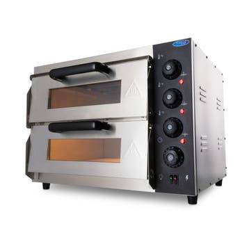 Pizza Oven | 2 Deuren | 2 Compartimenten | RVS/Metaal/Glas, Verzenden