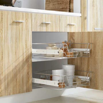 vidaXL Draadmanden uittrekbaar 2 st 600 mm zilverkleurig, Maison & Meubles, Cuisine | Ustensiles de cuisine, Verzenden