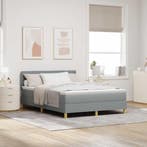 vidaXL LED Box Spring Bed met hoofdeinde Lichtgrijs 140 x, Verzenden, Nieuw