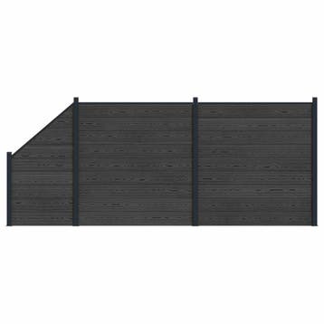 vidaXL Hekpaneel 3 pcs WPC en Aluminium Zwart, Verzenden, Nieuw