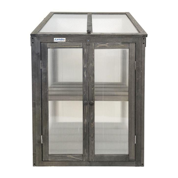 Lendo Online Mini Serre de Culture Bois 60x49x97,5 cm Gris, Tuin en Terras, Kassen