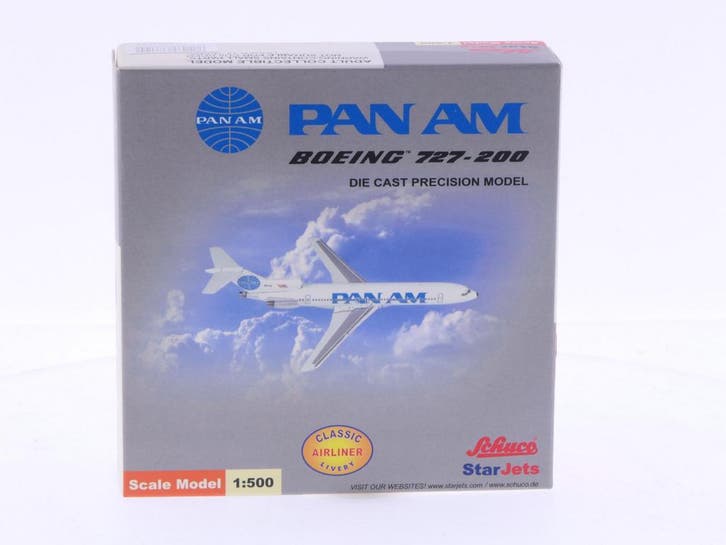 Schaal 1:500 Schuco/Star Jets 355 7610 Pan Am Boeing 727-..., Hobby & Loisirs créatifs, Modélisme | Avions & Hélicoptères, Enlèvement ou Envoi