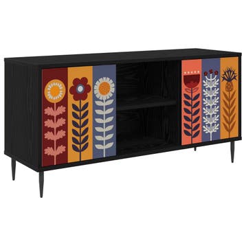 vidaXL Tv-meubel ESSEN 102 x 33 x 51 cm Zwart eiken Bewerkt, Verzenden, Nieuw