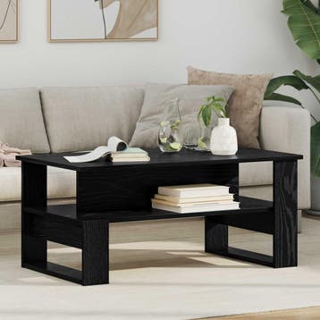 vidaXL Salontafel Zwart Eiken 90 x 50 x 40 cm Bewerkt hout, Verzenden, Nieuw