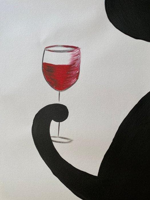 Tetiana Zaitseva - Acrylic Painting XL Wine Not Cat no 235, Antiek en Kunst, Kunst | Schilderijen | Modern
