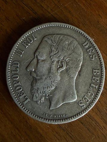België. Leopold II. 5 Francs Lot 3 x (Zonder minimumprijs)