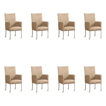 Set van 8 Leren eetkamerstoelen Spark - Rancho Stone, Ophalen of Verzenden