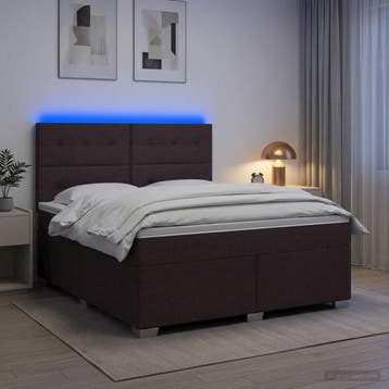 vidaXL Boxspringbed met matras Donkerbruin 140 x 190 cm Stof, Verzenden, Nieuw