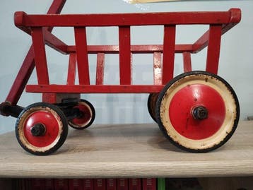 Steiff - Speelgoed kinderwagen Steiff wood and iron wagon -, Antiek en Kunst