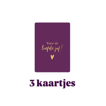3 kleine kaartjes - Voor de liefste JUF ! - Paars - schoo..., Verzenden, Nieuw
