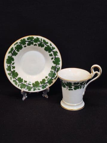 Meissen - Kop en schotel (2) - 2er Set Schwanenhenkel und
