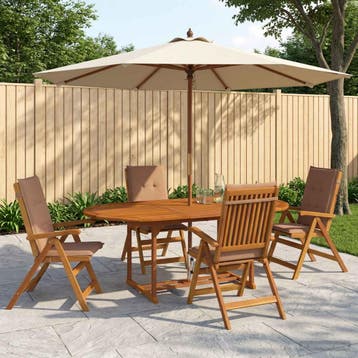 vidaXL 5-delige tuin eetset Naturel Massief Acacia Hout, Verzenden, Nieuw