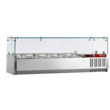 Gekoelde opzetstructuur 5x GN 1/4 - 150 mm, met glasopbouw, Verzenden, Nieuw in verpakking, Koelen en Vriezen