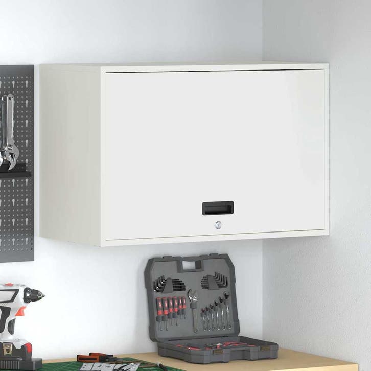 vidaXL Wit 80 x 33 x 35 cm Poedergecoat staal, Maison & Meubles, Armoires | Autre, Envoi