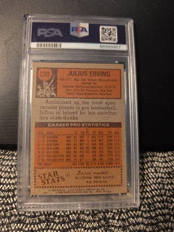 1978 Topps NBA Julius Erving #130 - PSA 8 Graded card