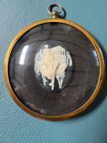sculptuur, Antieke Camee Glas muurdeco - 1 cm - Schelp -