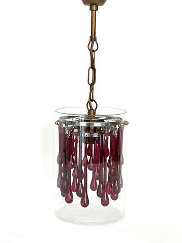 Elegante vintage hanglamp , cilindervormige glazen kooi met