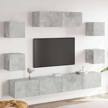 vidaXL 7-delige Tv-meubelset bewerkt hout betongrijs, Verzenden