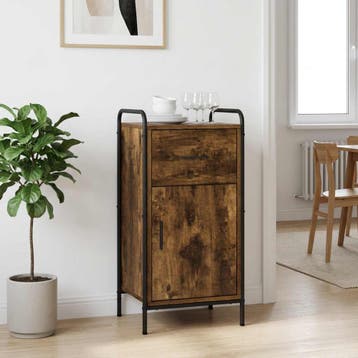 vidaXL Dressoir Gerookt eiken 97 x 33 x 81 cm Bewerkt hout, Verzenden, Nieuw