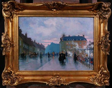 Léopold Smetana (1867–1948) - Paris, landscape with trains,