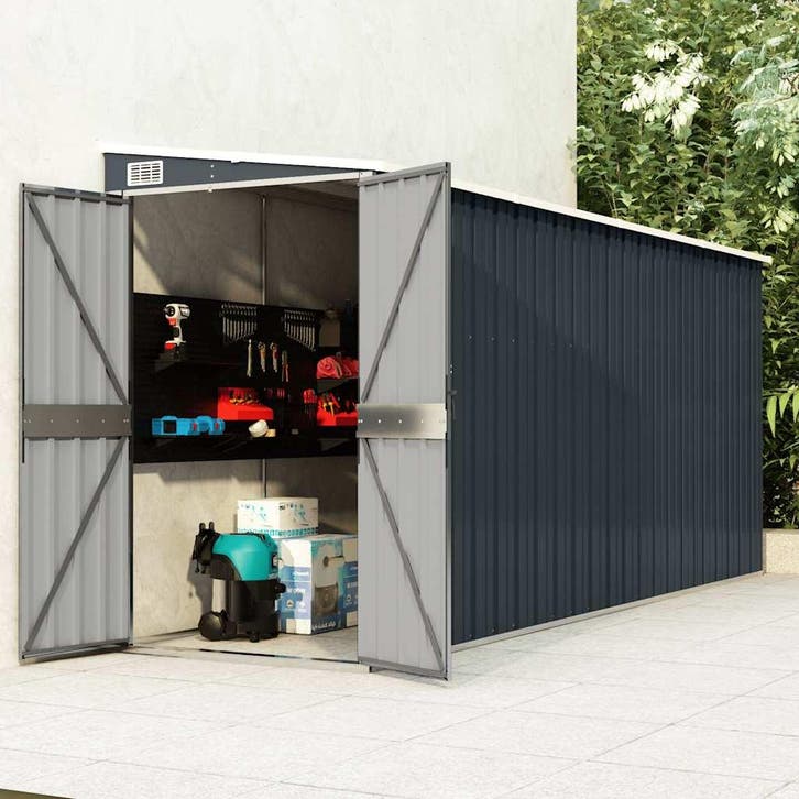 vidaXL Tuinschuur wandmontage 118x382x178 cm staal, Tuin en Terras, Tuinhuizen, Nieuw, Verzenden