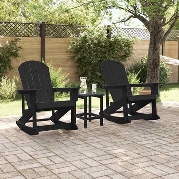 vidaXL Adirondack Schommelstoelen 2 st 2-zits Zwart HDPE, Verzenden, Nieuw