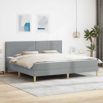 vidaXL Bedframe Lichtgrijs 180 x 200 cm Polyester, Huis en Inrichting, Slaapkamer | Matrassen en Bedbodems, Verzenden, Nieuw