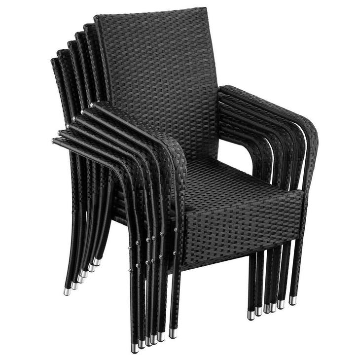 tectake Wicker tuinstoel Girona, stapelbaar, draagkracht 120, Tuin en Terras, Tuinsets en Loungesets, Verzenden