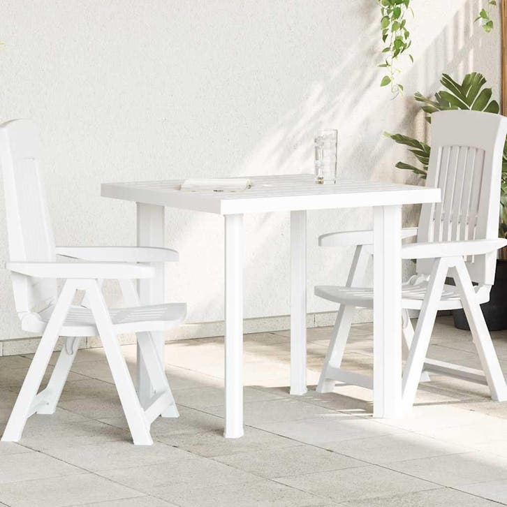 vidaXL Tuintafel 80x75x72 cm kunststof wit, Tuin en Terras, Tuintafels, Nieuw, Verzenden