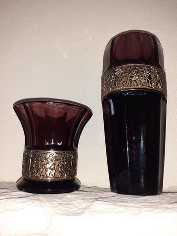 Walther &Söhne - Pot (2) - Glas-in-lood - Amethisten glas