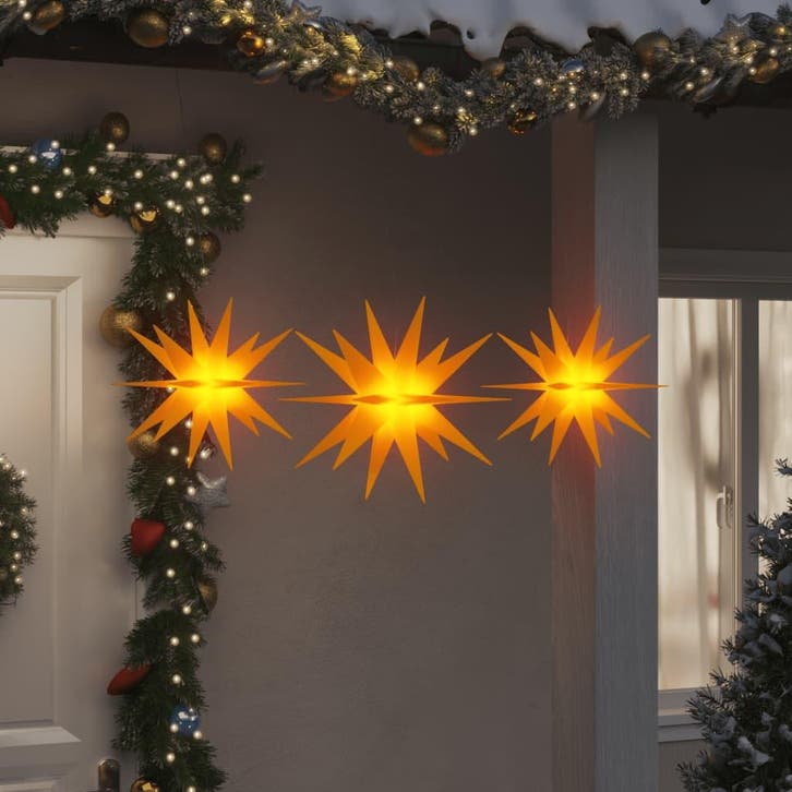vidaXL Kerstlampen met LEDs 3 st inklapbaar geel, Diversen, Kerst, Nieuw, Verzenden