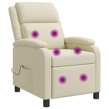 vidaXL Massage Relaxstoel Crèmekleurig Kunstleer, Verzenden
