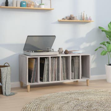 vidaXL Platenkast 100x38x48 cm bewerkt hout grijs sonoma, Verzenden, Nieuw