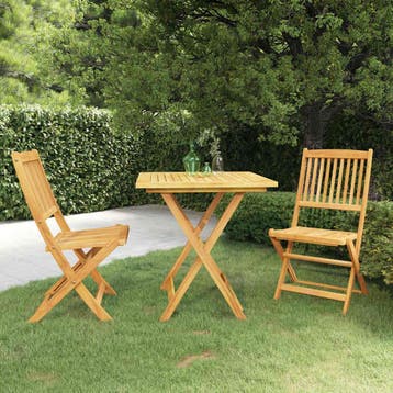 vidaXL 3-delige Tuinset inklapbaar massief acaciahout, Verzenden, Nieuw, Tuinset