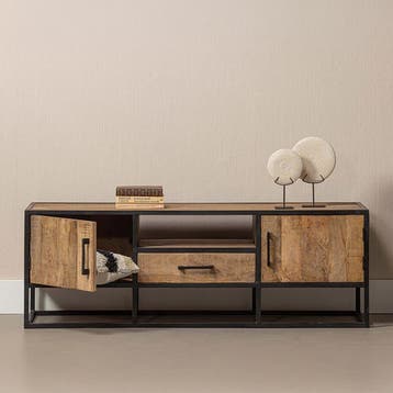 Tv-meubel Mangohout Lowen 210 cm, Verzenden, Nieuw, Overige houtsoorten, Industriële meubels