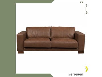 Leren bank Clear - 3 zits - Kenia Brown (bruin) - Poten, Ophalen of Verzenden