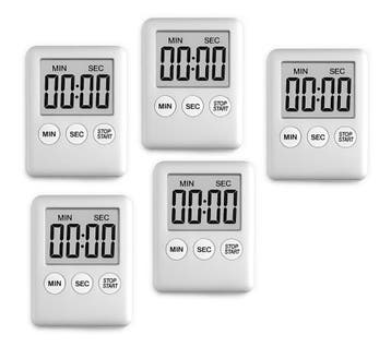 Set van 5 digitale timers, kookwekkers, alarmklokken zilver, Doe-het-zelf en Bouw, Verzenden, Nieuw