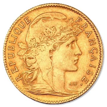 France. 10 Francs 10 Francs Marianne Rooster Gold Coin