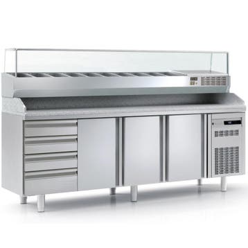 Pizzawerkbank + Opzetkoelvitrine | 700 RANGE | 399L | 3, Verzenden