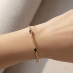 Armband - 18 karaat Geel goud - Gekleurde stenen, Nieuw