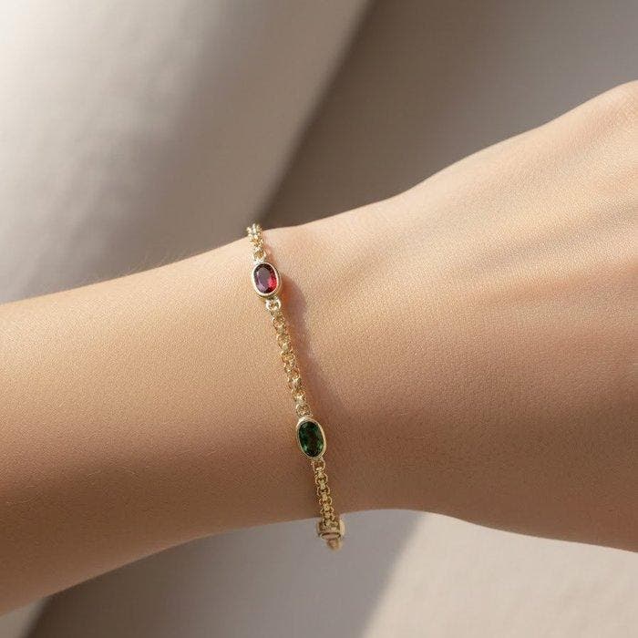Armband - 18 karaat Geel goud - Gekleurde stenen, Bijoux, Sacs & Beauté, Bracelets