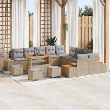 vidaXL Tuinbank Set 14 st 13-Aantal zitplaatsen Beige en, Verzenden, Nieuw
