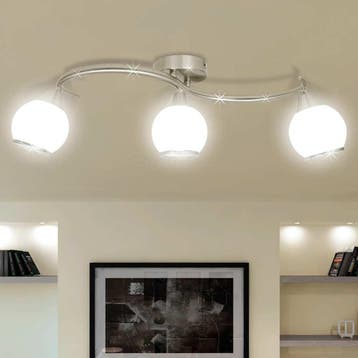 vidaXL Plafondlamp glazen kappen + golvende rail voor 3 x, Verzenden