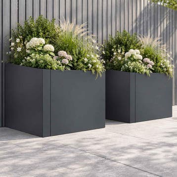 vidaXL Keermuur 2 st 50 x 50 x 30 cm Staal Antraciet, Verzenden, Nieuw