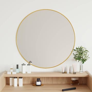 vidaXL Wandspiegel rond Ø60 cm goudkleurig, Verzenden
